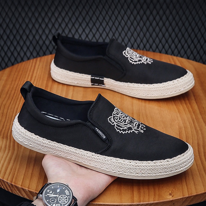 Espadrille Slip On - 黒通気性の靴男性のための高級ローファーエスパドリーユデザイナーシューズスリップオンカジュアルローファー zapatillas パラ alpargatas やつ