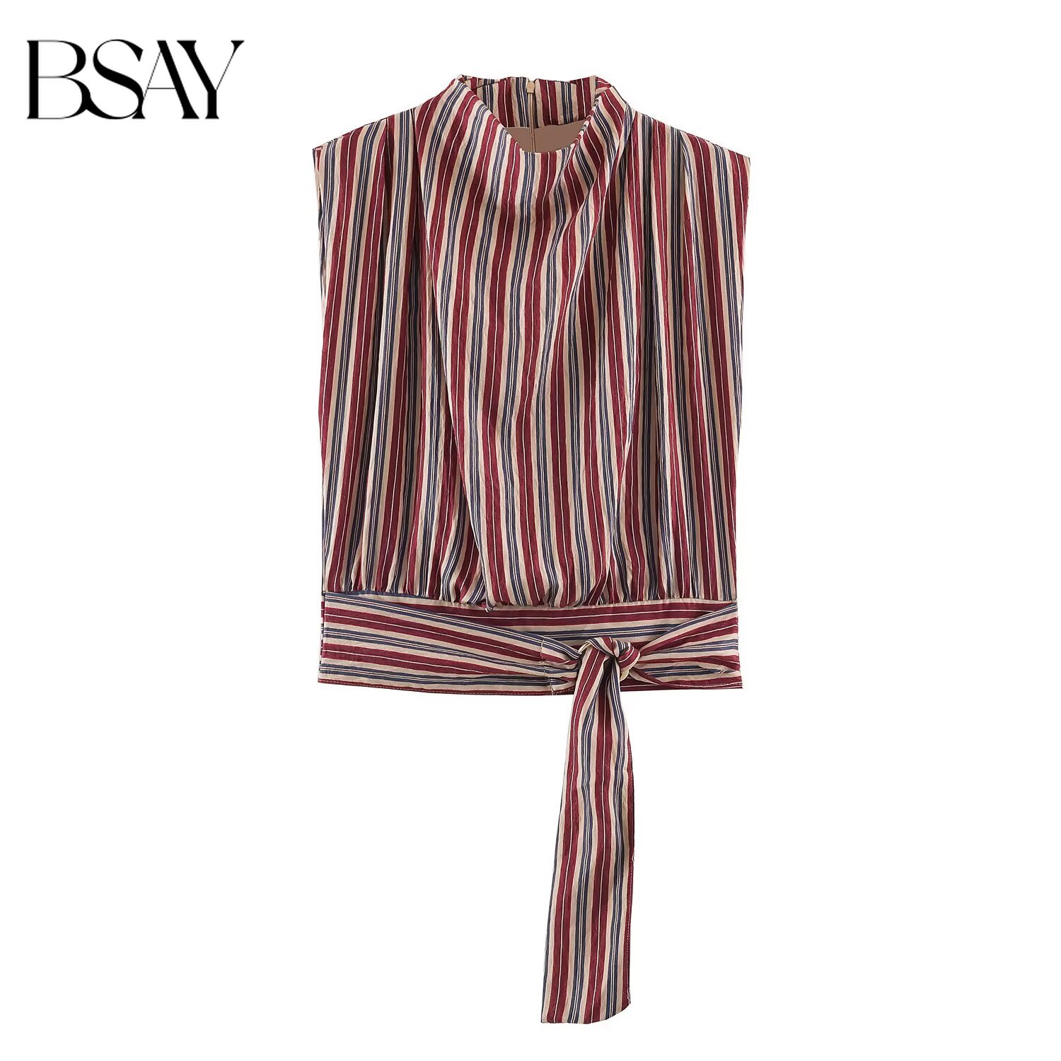 Shirt Camp Collar - BSAY 2026 秋 ボヘミアンバケーションスタイル レディース ストライプ