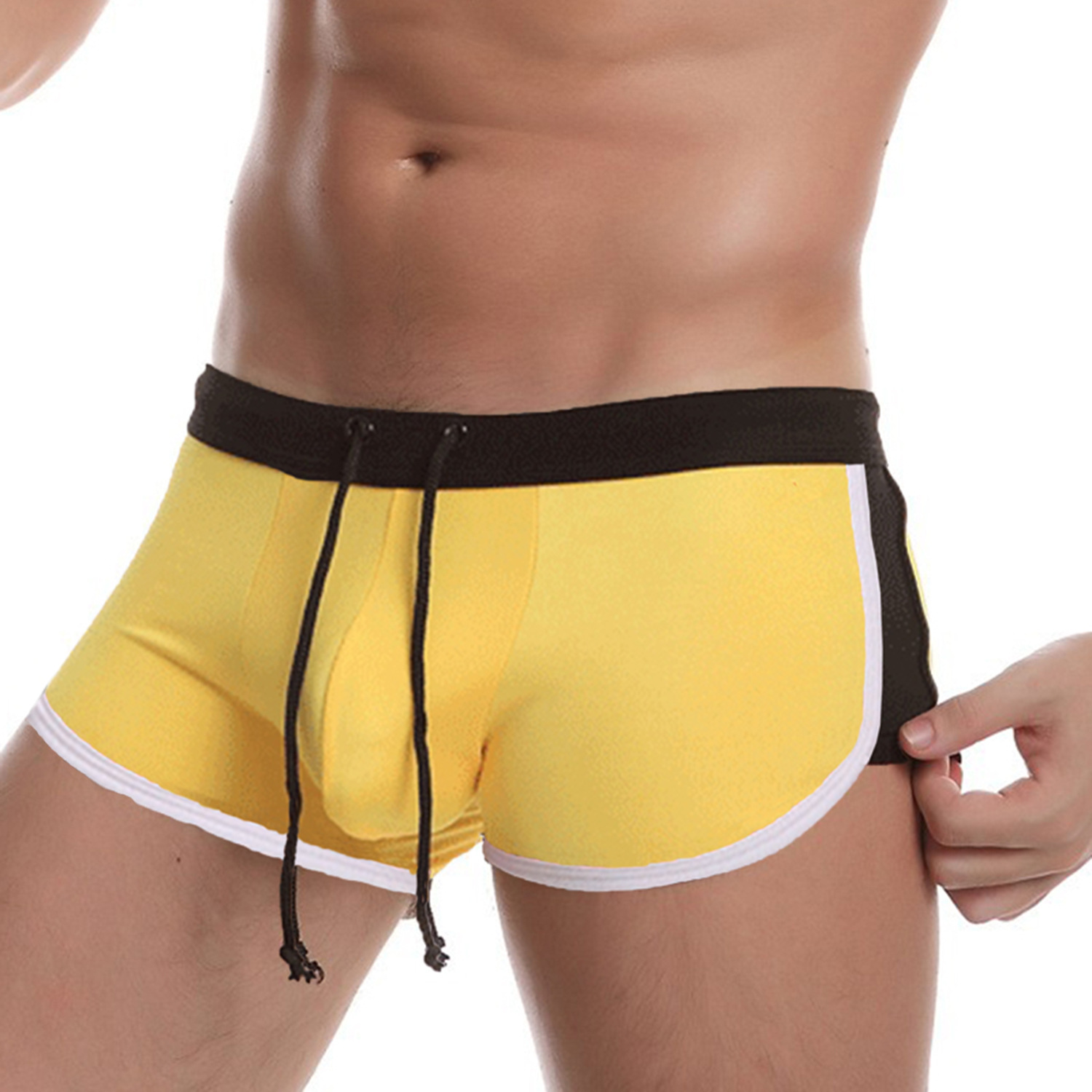 Swim Trunk Quick Dry - メンズ水泳パンツ ドローストリング付き フラットアングルスイムショーツ ウォータースポーツ用速乾ビーチショーツ