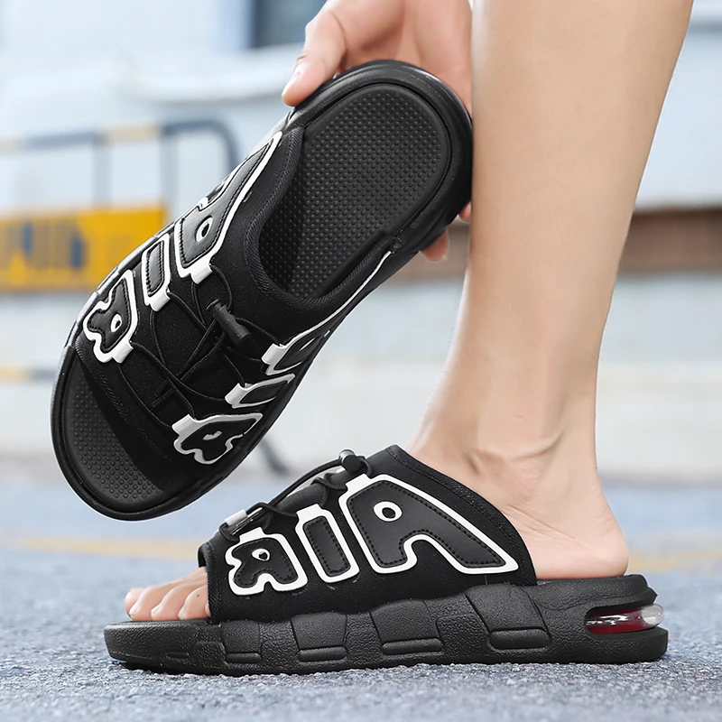 Flip Flop Leather Men - ビーチ＆アウトドアサンダル メンズ 軽量エアクッション フリップフロップ 滑り止め ソフトスライドスリッパ