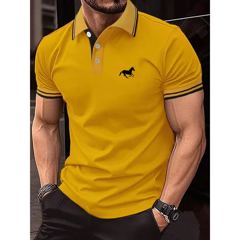 メンズ新作Tシャツ、クラシック半袖ポロシャツ、夏用カジュアル - Polo Shirt Pique のレビューと価格