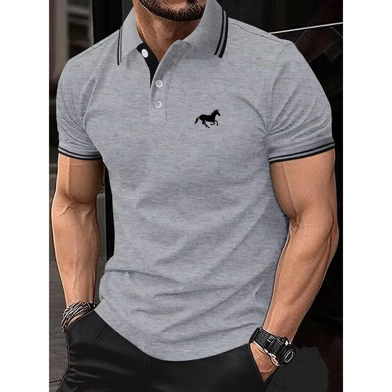 メンズ新作Tシャツ、クラシック半袖ポロシャツ、夏用カジュアル - Polo Shirt Pique のレビューと価格