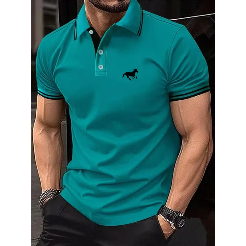 メンズ新作Tシャツ、クラシック半袖ポロシャツ、夏用カジュアル - Polo Shirt Pique のレビューと価格