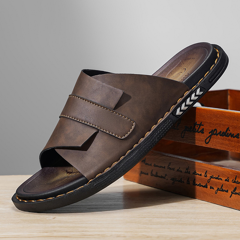 2026年夏 クラシックレザー メンズスリッパ 大きいサイズ - Flip Flop Leather Men のレビューと価格