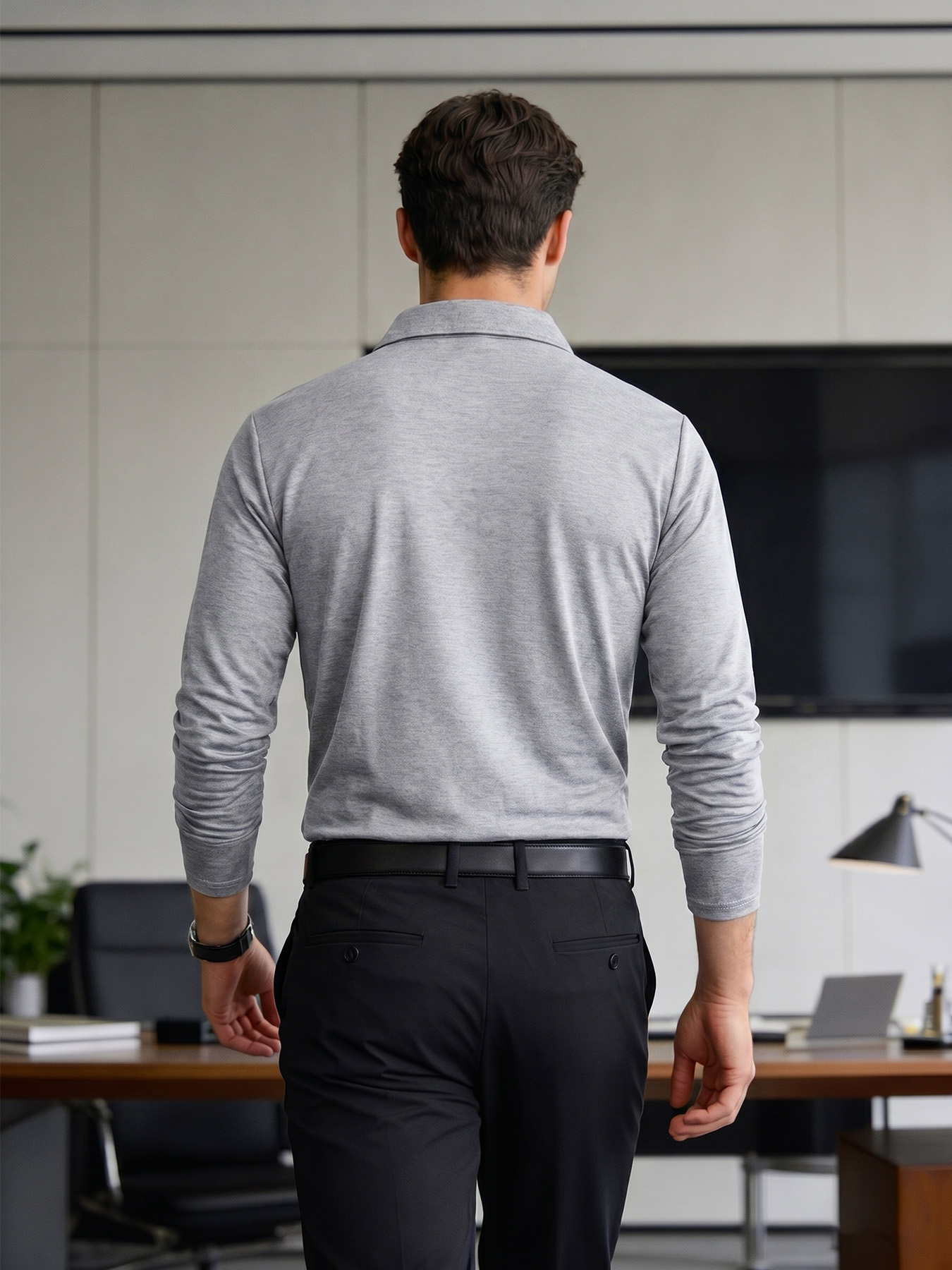メンズ長袖ポロシャツ2枚セット。クラシックな襟、3つボタン、 - Polo Shirt Pique のレビューと価格