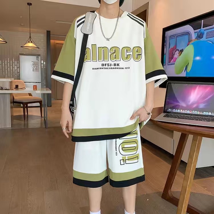 メンズカジュアル 2 ピース スポーツウェア セット ストリ - Shirt Camp Collar のレビューと価格