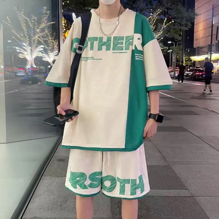 メンズカジュアル 2 ピース スポーツウェア セット ストリ - Shirt Camp Collar のレビューと価格
