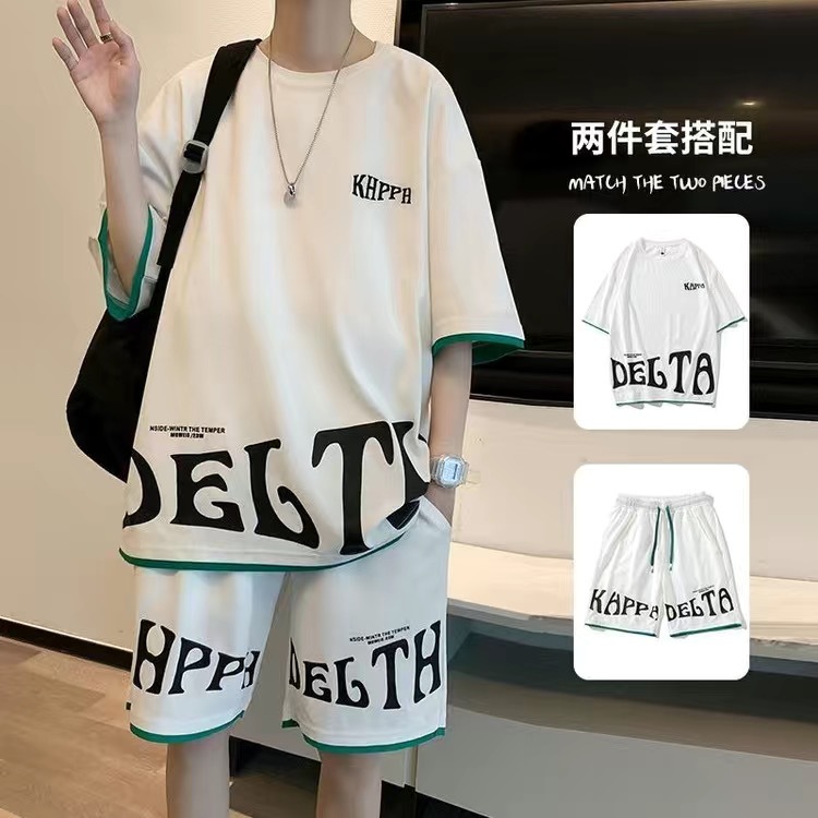 メンズカジュアル 2 ピース スポーツウェア セット ストリ - Shirt Camp Collar のレビューと価格