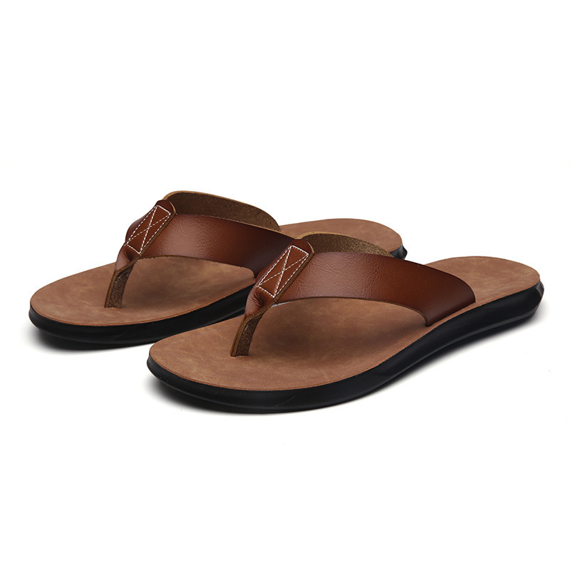 38-47 新しいイタリアンレザービーチサンダル男性用カジュ - Flip Flop Leather Men のレビューと価格