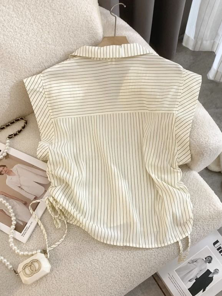 Jmprs ストライプレターシャツ女性ヴィンテージプレッピー - Shirt Camp Collar のレビューと価格