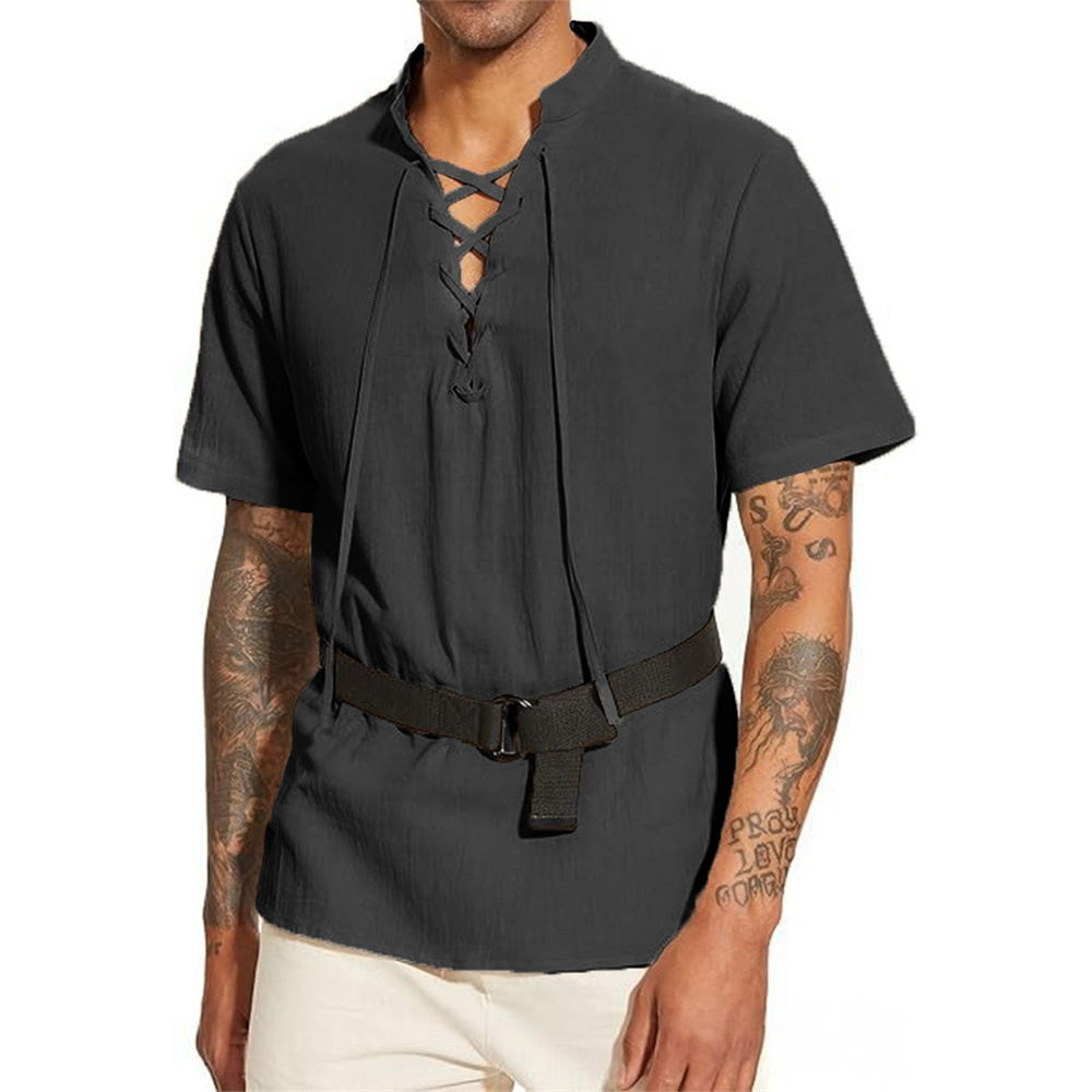 メンズVネックTシャツ ヴィンテージ パイレーツ ゴシックス - Short Linen Drawstring のレビューと価格