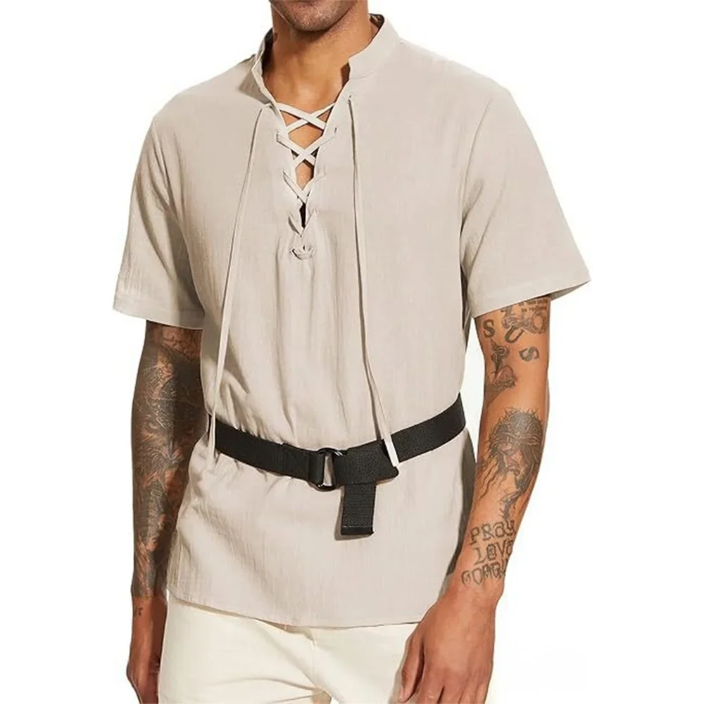 メンズVネックTシャツ ヴィンテージ パイレーツ ゴシックス - Short Linen Drawstring のレビューと価格