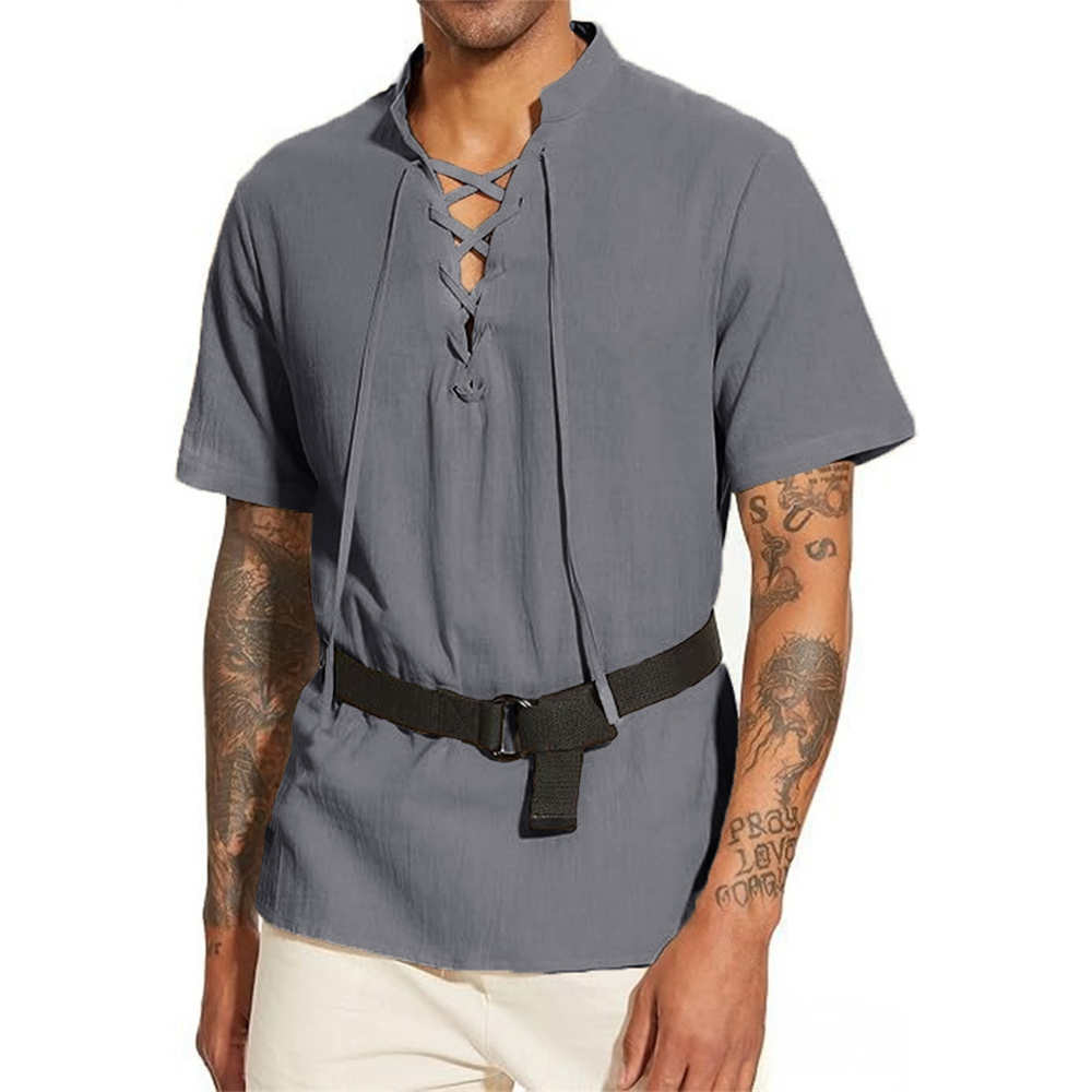 メンズVネックTシャツ ヴィンテージ パイレーツ ゴシックス - Short Linen Drawstring のレビューと価格