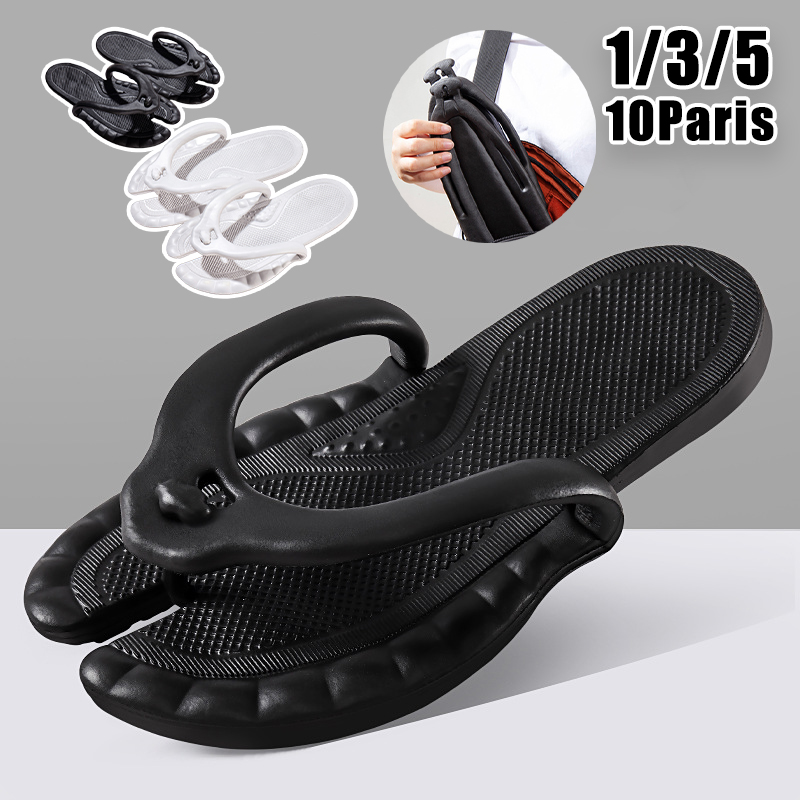 コンパクトトラベルスリッパレディースメンズ折りたたみ軽量サン - Flip Flop Leather Men のレビューと価格
