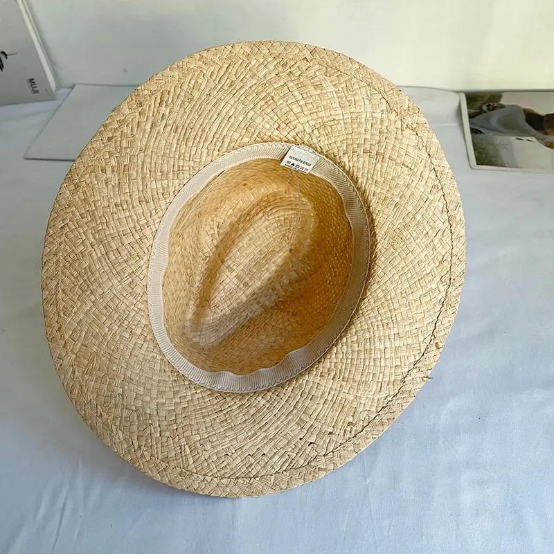春のナチュラルソリッドカラーラフィアジャズミリナリー、夏用ス - Bucket Hat Straw のレビューと価格