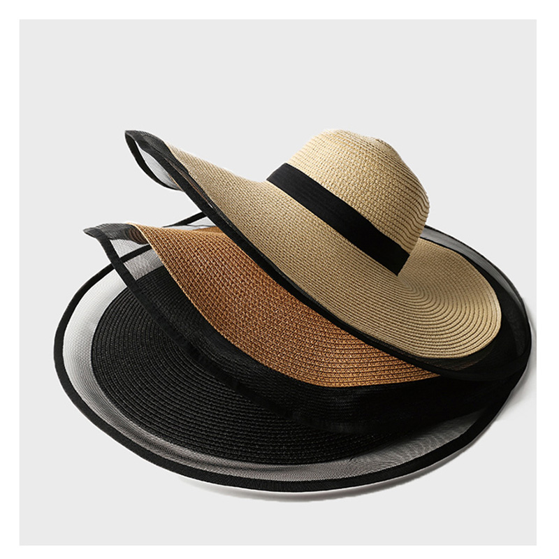 女性の日よけ帽,大きな波型のビーチハット,バイザーバイザー付 - Bucket Hat Straw のレビューと価格