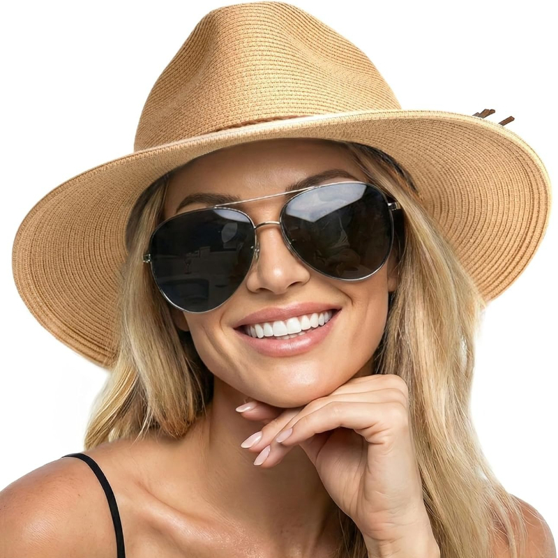 1個入り 夏用麦わらビーチサンハット 女性用 UPF50+  - Bucket Hat Straw のレビューと価格