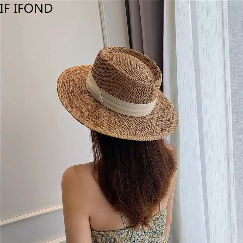 女性のための通気性のある麦わら帽子,カジュアルな春と夏のため - Bucket Hat Straw のレビューと価格