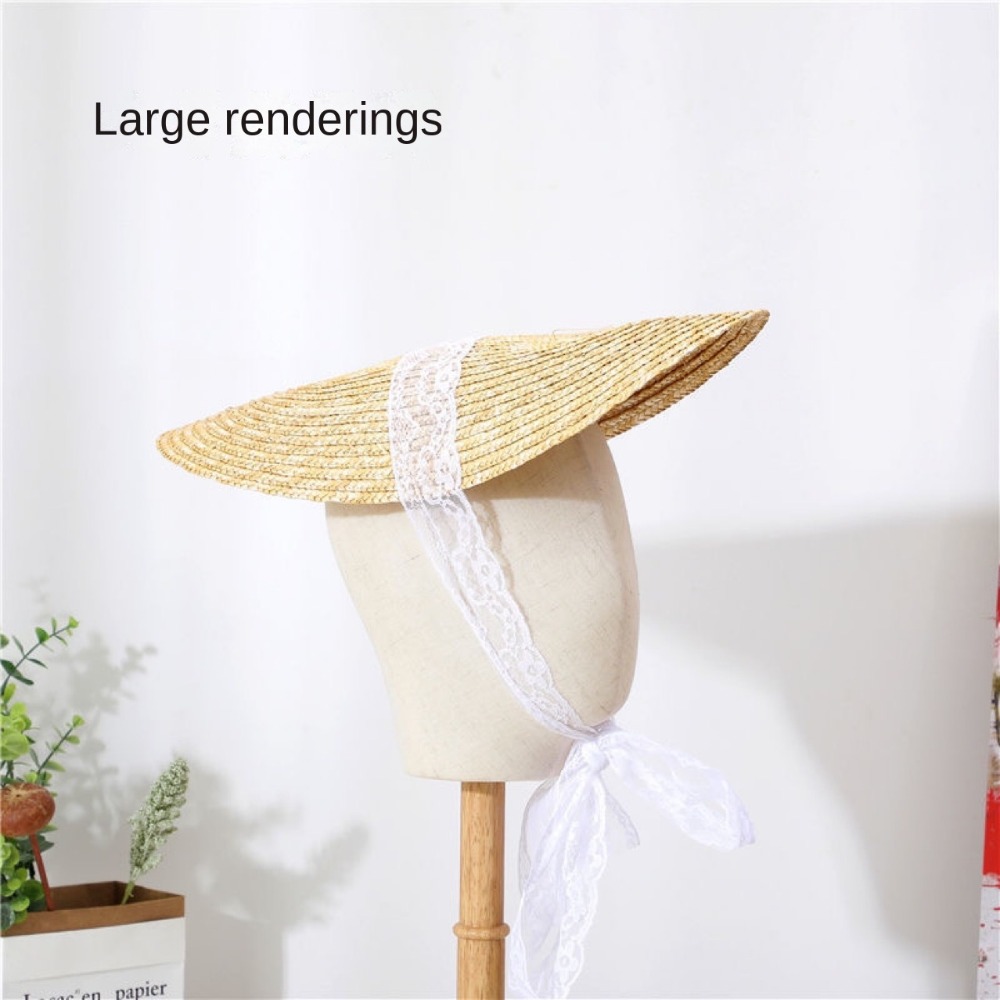 フレンチスタイルロリータ麦わら帽子ビクトリア朝風ボンネット手 - Bucket Hat Straw のレビューと価格