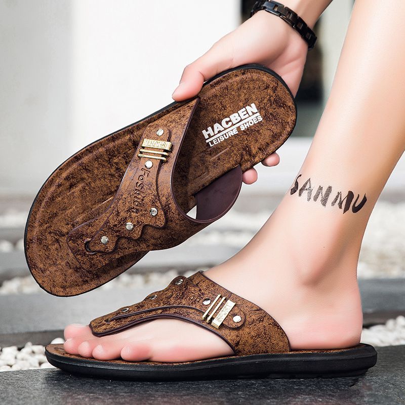 2026年新作 メンズ フリップフロップ 本革製 滑り止めソ - Flip Flop Leather Men のレビューと価格