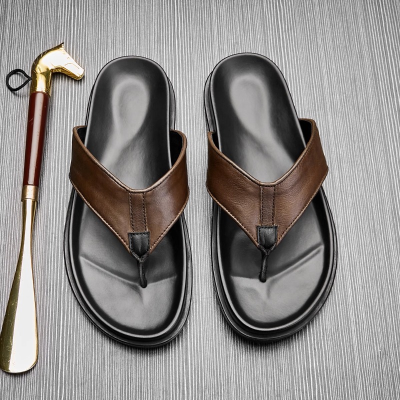 2026 夏新メンズ本革ビーチサンダル高級手作り品質快適なア - Flip Flop Leather Men のレビューと価格