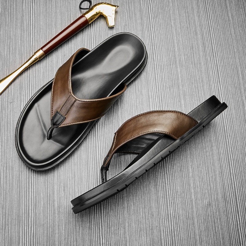 2026 夏新メンズ本革ビーチサンダル高級手作り品質快適なア - Flip Flop Leather Men のレビューと価格