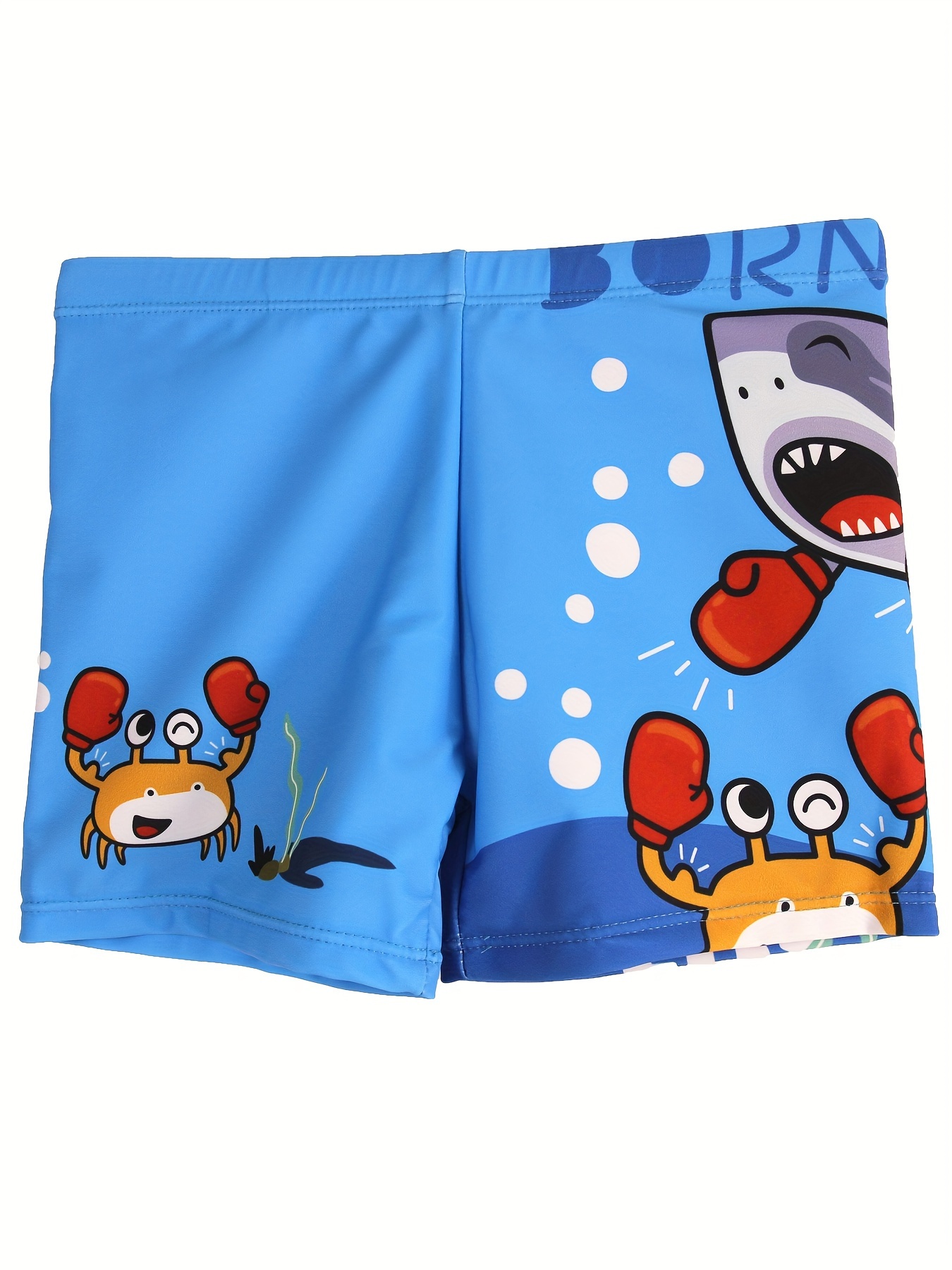 子供のための漫画のボクシングクラウとサメのパターン水泳パンツ - Swim Trunk Quick Dry のレビューと価格